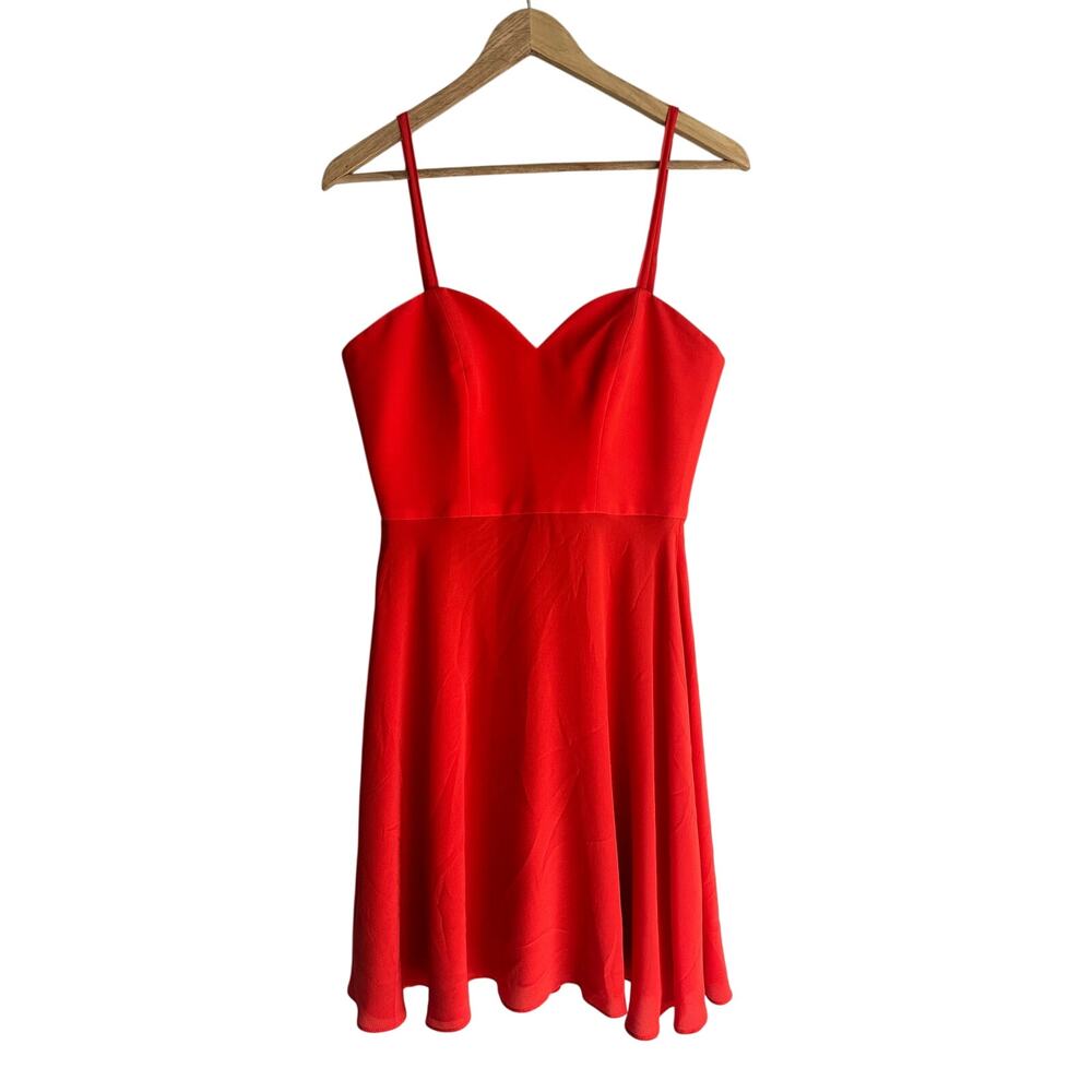 Naven Red Silk Mini Lined Fit and Flare Spaghetti Strap Dress 2